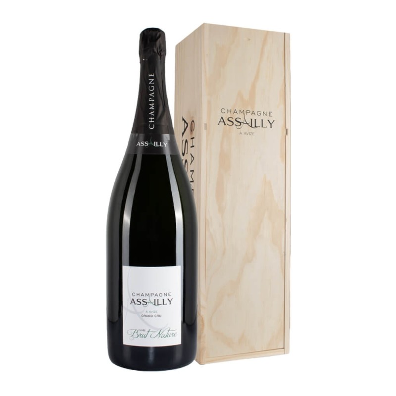 Bottiglia Assailly Brut Nature 4.5L Rehoboam Cassa Legno Bottiglia Assailly Brut Nature 4.5L Rehoboam Cassa Legno