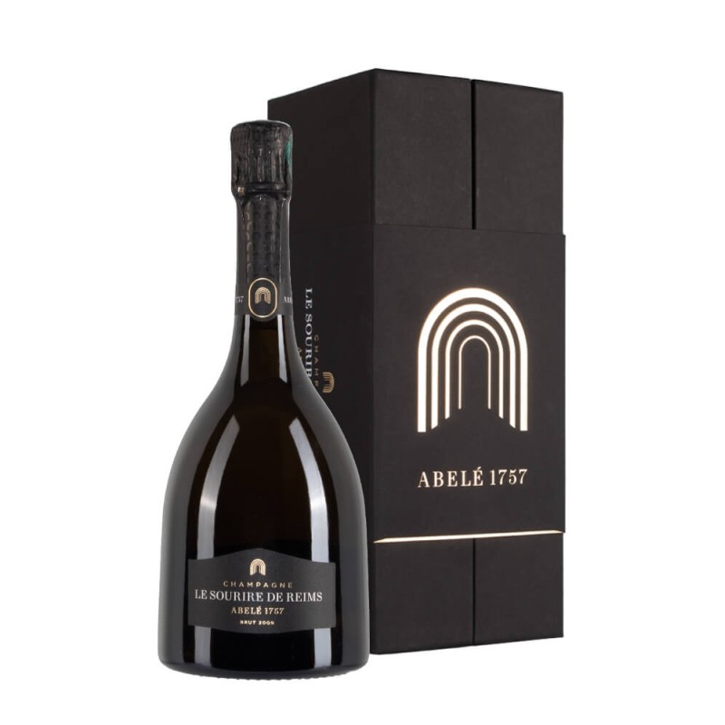 Bottiglia di champagne Abele 1757 Sourire De Reims anno 2009 Con astuccio Bottiglia di champagne Abele 1757 Sourire De Reims anno 2009 Con astuccio