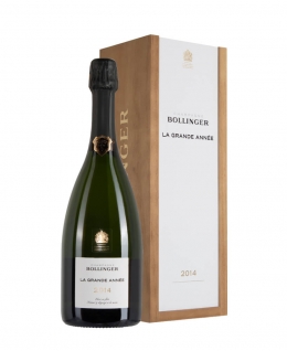 Bottiglia di champagne Bollinger La Grande Année Brut anno 2014 in cassa legno