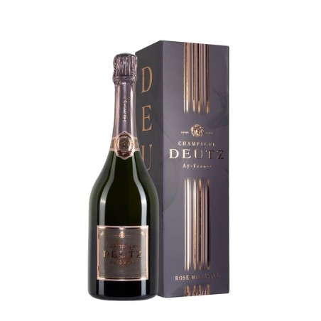 Bottiglia di champagne Deutz Brut Rosé Millésimé anno 2016 con astuccio