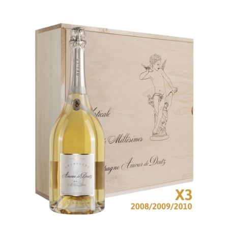 Magnum di champagne Deutz Amour De Deutz Verticale  Millésimé annate 2008-2009-2010 in cassa Legno