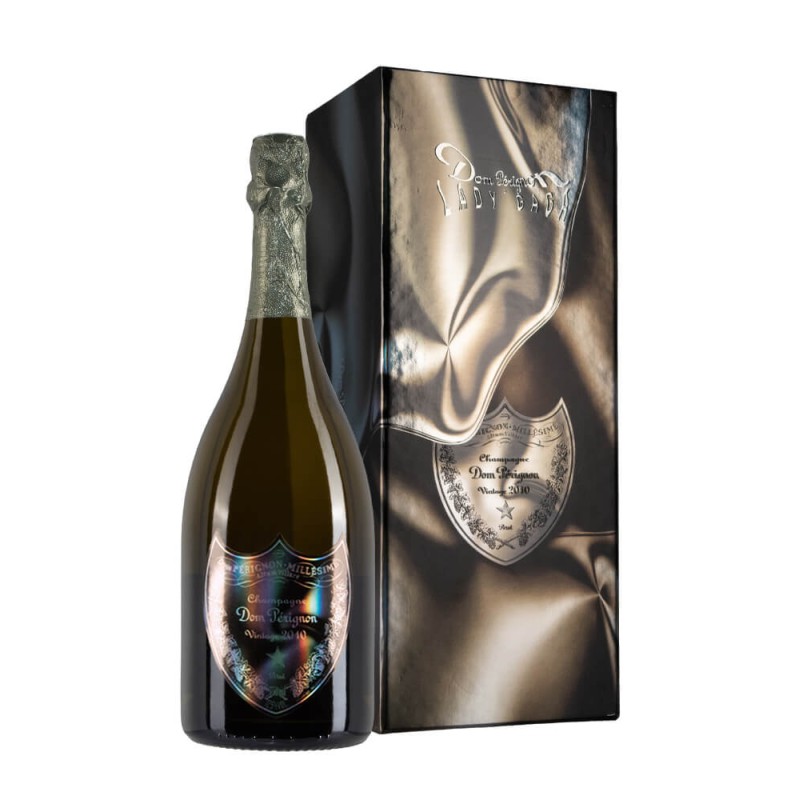 Bottiglia di champagne Dom Pérignon Vintage anno 2010 Lady Gaga Con Astuccio