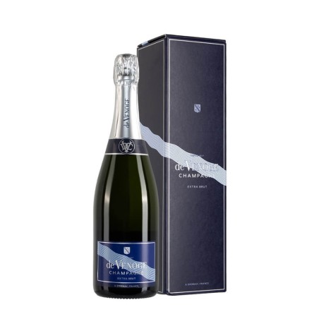 Bottiglia di champagne De Venoge Cordon Bleu Extra Brut con astuccio