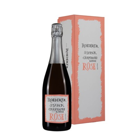 Bottiglia di Louis Roederer Philippe Starck Nature Rosè 2015 Con Astuccio