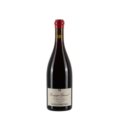 Bottiglia di vino rosso della borgogna Domaine Moutard Bourgogne Epineuil Rouge La cote De Grisey anno 2022
