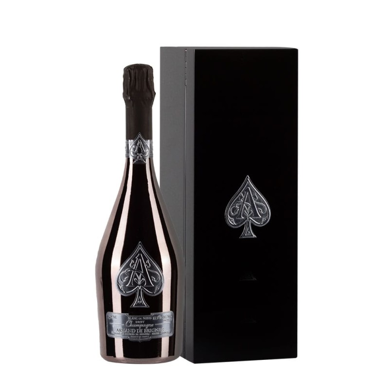 Bottiglia di Armand De Brignac Blanc de Noirs n°4 con astuccio