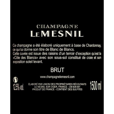 Retro etichetta Magnum di champagne  Le Mesnil Blanc de Blancs da 1.5L