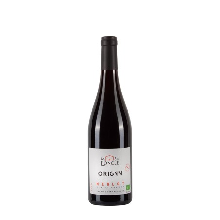 Bottiglia di vino rosso Mas de L'oncle Merlot 2021 Origyn Bio da 0.75l