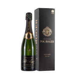 Bottiglia di champagne Pol Roger Brut Vintage 2016 con astuccio