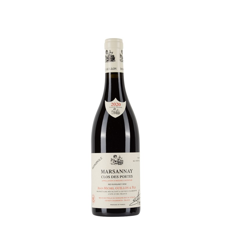 Bottiglia di borgogna rosso J.M. Guillon Marsannay Rouge 2020 Clos Des Portes Monopole da 0.75l