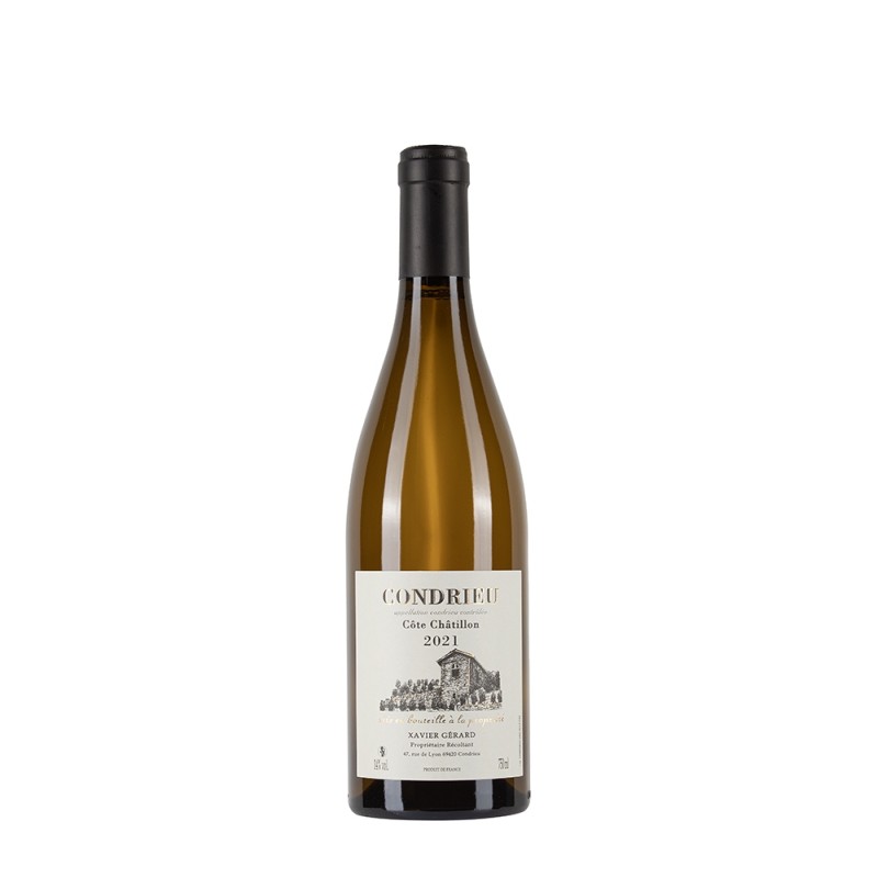 Bottiglia di Rodano bianco Xavier Gérard Condrieu 2021 Cote Chatillon da 0.75l Bottiglia di Rodano bianco Xavier Gérard Condrieu 2021 Cote Chatillon da 0.75l