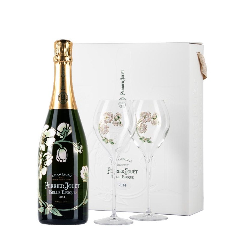 Bottiglia di champagne Perrier-Jouët Belle Epoque 2014 Con 2 Bicchieri da 0.75l