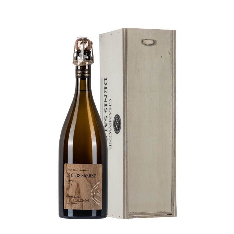 Bottiglia di champagne Denis Salomon Le Clos Barret 2018 in cassa legno da 0.75l Bottiglia di champagne Denis Salomon Le Clos Barret 2018 in cassa legno da 0.75l