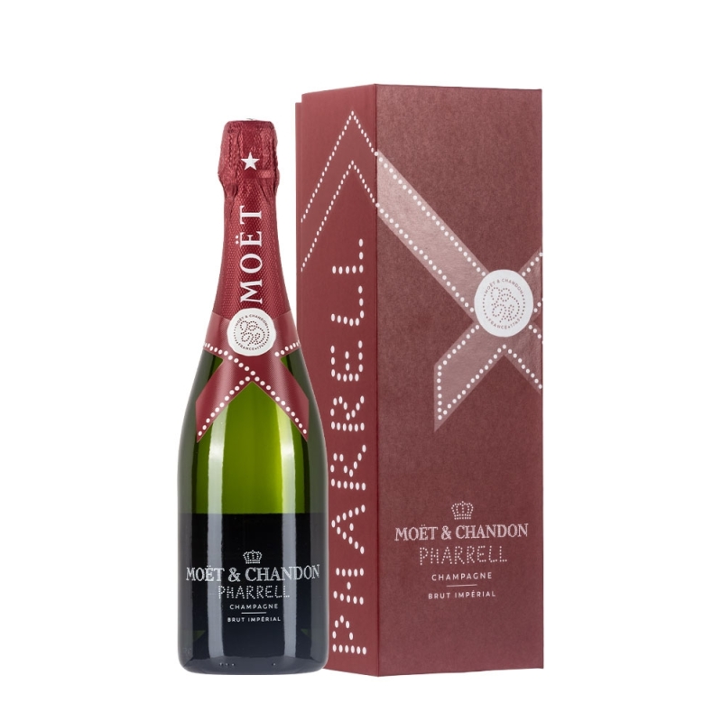 Bottiglia di champagne Moet & Chandon Brut imperial x Pharrell Williams Red Box da 0,75l Bottiglia di champagne Moet & Chandon Brut imperial x Pharrell Williams Red Box da 0,75l