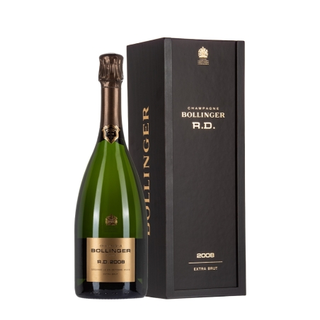 Bottiglia di champagne Bollinger R.D. 2008 in cassa legno da 0,75l