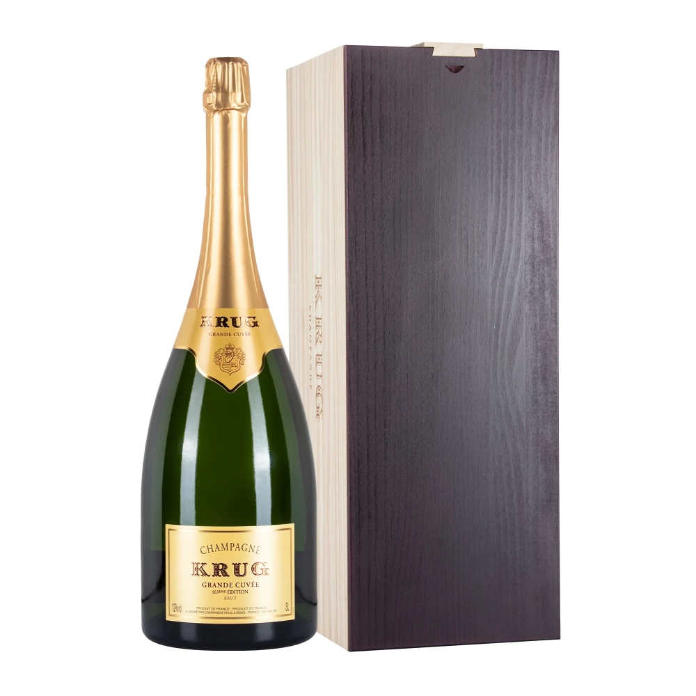 Krug Grande Cuvée 163ème Édition Jeroboam 3L con cassa legno – Bwineshop
